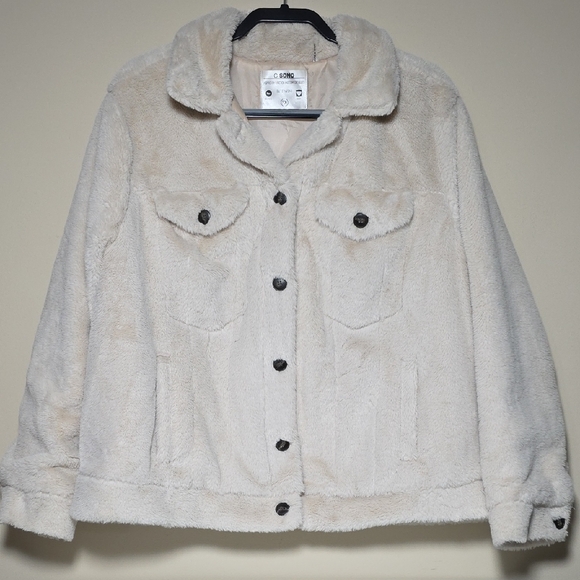Ci Sono Jackets & Blazers - Ci Sono Cream Teddy Jacket